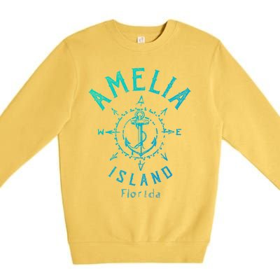 Amelia Island Compass Rose Florida Cute Gift Premium Crewneck Sweatshirt