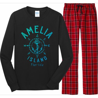 Amelia Island Compass Rose Florida Cute Gift Long Sleeve Pajama Set