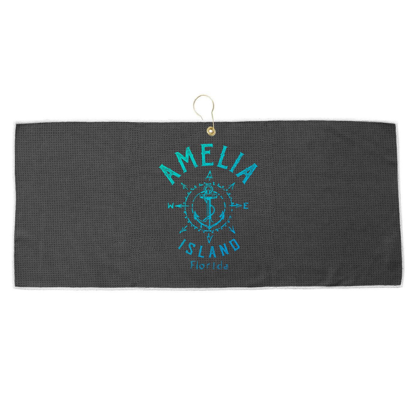 Amelia Island Compass Rose Florida Cute Gift Large Microfiber Waffle Golf Towel