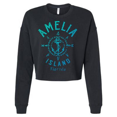 Amelia Island Compass Rose Florida Cute Gift Cropped Pullover Crew