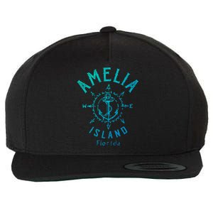 Amelia Island Compass Rose Florida Cute Gift Wool Snapback Cap