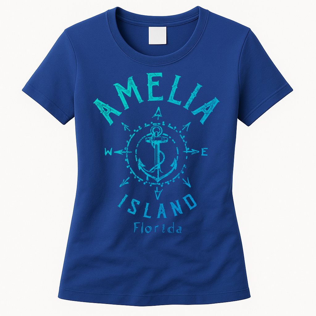 Amelia Island Compass Rose Florida Cute Gift Womens T-Shirt
