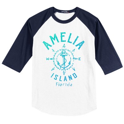 Amelia Island Compass Rose Florida Cute Gift Baseball Sleeve Shirt