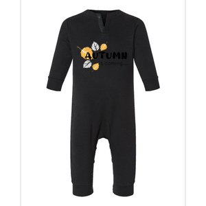 Autumn Is Coming Seasonal Fall Graphic Infant Fleece One Piece