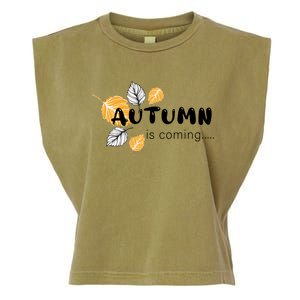 Autumn Is Coming Seasonal Fall Graphic Garment-Dyed Women's Muscle Tee