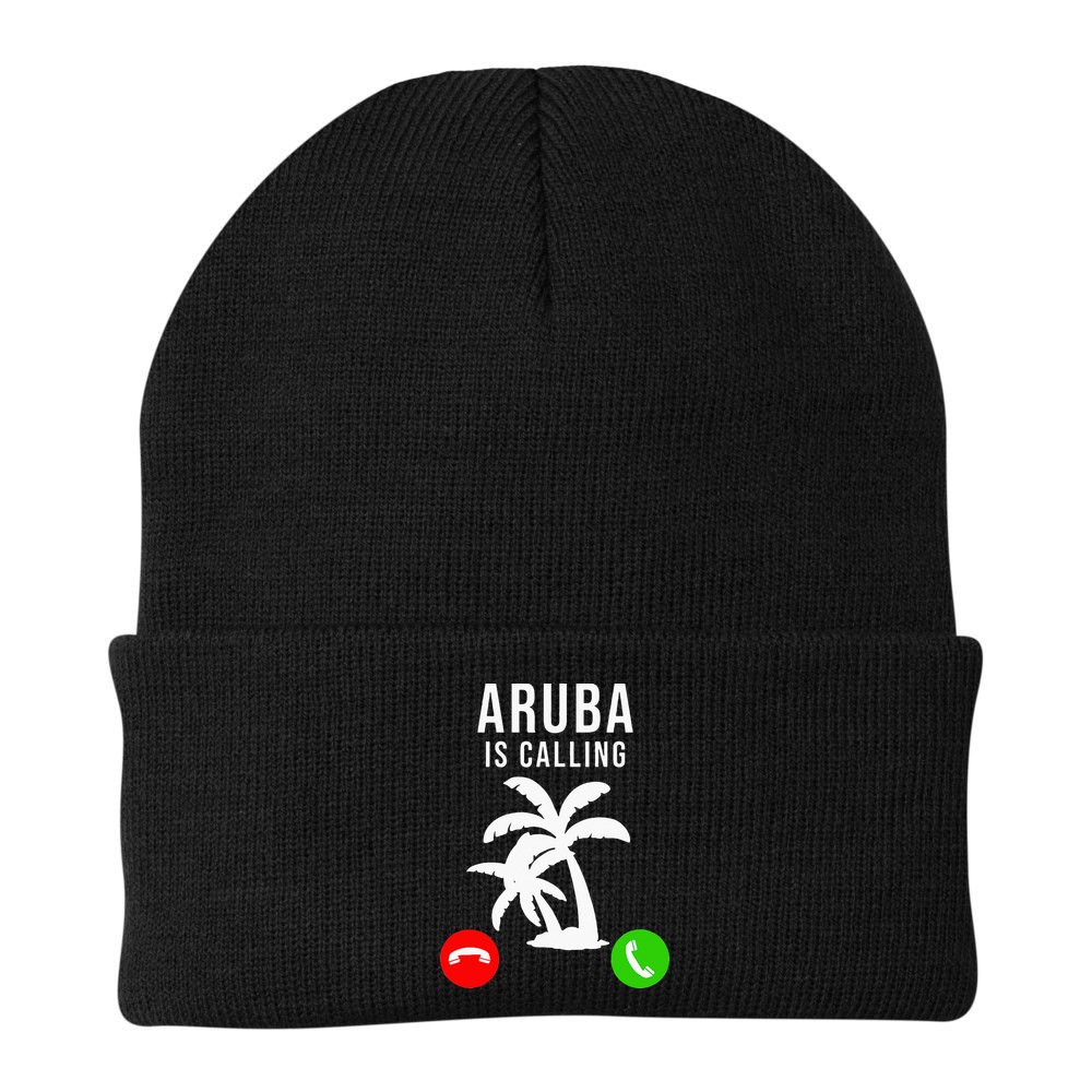 Aruba Is Calling Funny Vacation Souvenir Holiday Aruba Beanie