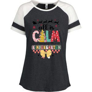 All Is Calm Just Kidding This Is Kindergarten Christmas Enza Ladies Jersey Colorblock Tee