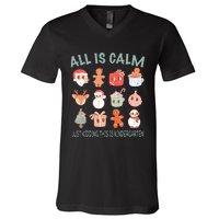 All Is Calm Just Kidding This Is Kindergarten Christmas V-Neck T-Shirt