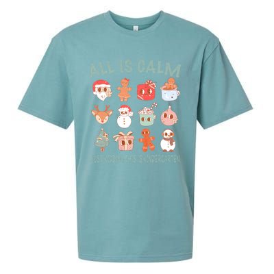 All Is Calm Just Kidding This Is Kindergarten Christmas Sueded Cloud Jersey T-Shirt