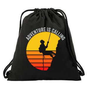 Adventure Is Calling Funny Camping & Fishing Hiking & Nature Camping Outdoors Drawstring Bag