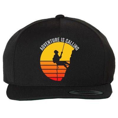 Adventure Is Calling Funny Camping & Fishing Hiking & Nature Camping Outdoors Wool Snapback Cap