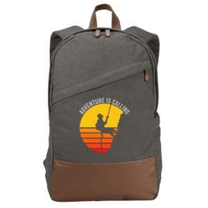 Adventure Is Calling Funny Camping & Fishing Hiking & Nature Camping Outdoors Cotton Canvas Backpack