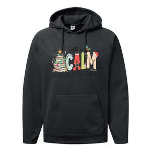 All Is Calm Said No Teacher Ever Funny Christmas Teacher Performance Fleece Hoodie