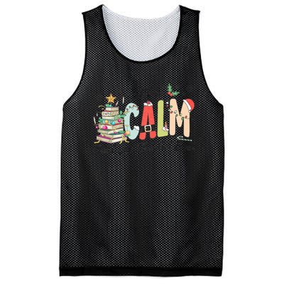 All Is Calm Said No Teacher Ever Funny Christmas Teacher Mesh Reversible Basketball Jersey Tank