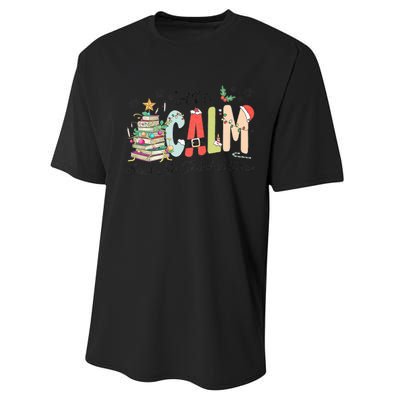 All Is Calm Said No Teacher Ever Funny Christmas Teacher Performance Sprint T-Shirt