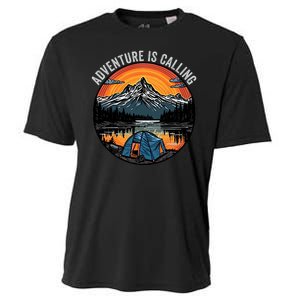 Adventure Is Calling Funny Camping & Fishing Father’s Day Camping Outdoors Cooling Performance Crew T-Shirt