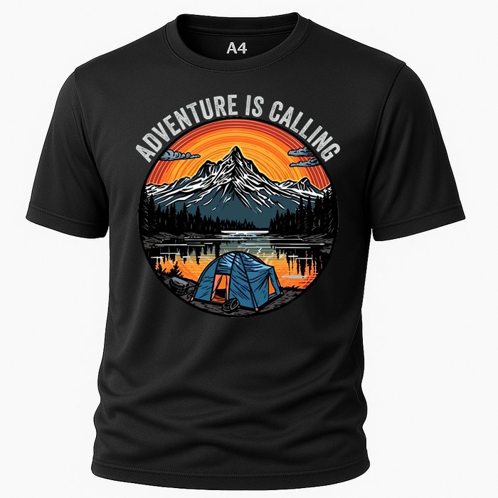 Adventure Is Calling Funny Camping & Fishing Father’s Day Camping Outdoors Cooling Performance Crew T-Shirt