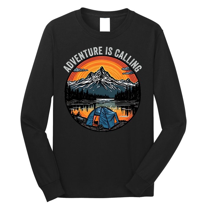 Adventure Is Calling Funny Camping & Fishing Father’s Day Camping Outdoors Long Sleeve Shirt