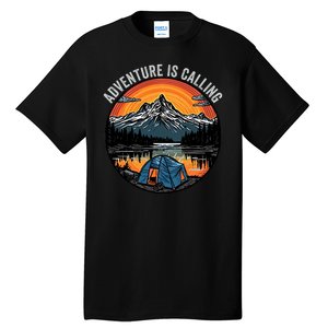 Adventure Is Calling Funny Camping & Fishing Father’s Day Camping Outdoors Tall T-Shirt