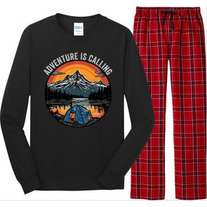 Adventure Is Calling Funny Camping & Fishing Father’s Day Camping Outdoors Long Sleeve Pajama Set