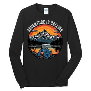 Adventure Is Calling Funny Camping & Fishing Father’s Day Camping Outdoors Tall Long Sleeve T-Shirt