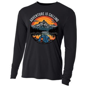 Adventure Is Calling Funny Camping & Fishing Father’s Day Camping Outdoors Cooling Performance Long Sleeve Crew