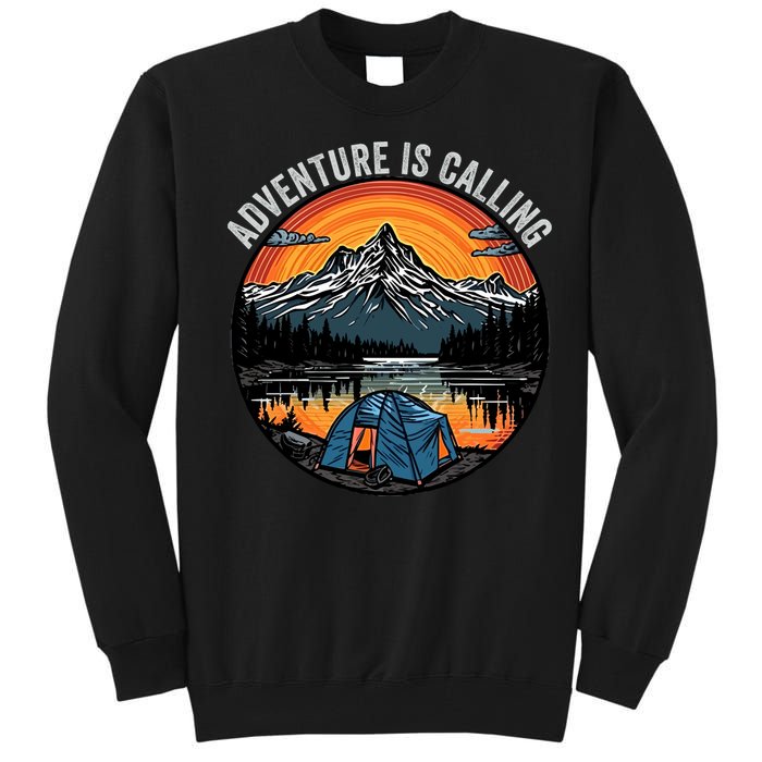 Adventure Is Calling Funny Camping & Fishing Father’s Day Camping Outdoors Tall Sweatshirt