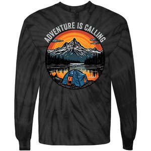 Adventure Is Calling Funny Camping & Fishing Father’s Day Camping Outdoors Tie-Dye Long Sleeve Shirt