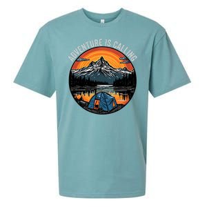 Adventure Is Calling Funny Camping & Fishing Father’s Day Camping Outdoors Sueded Cloud Jersey T-Shirt