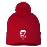 Angry Evil Ice Cream Pom Pom 12in Knit Beanie