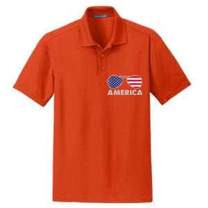 America Independence Day Funny Glasses Flag Dry Zone Grid Polo