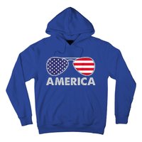 America Independence Day Funny Glasses Flag Hoodie