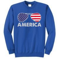 America Independence Day Funny Glasses Flag Sweatshirt