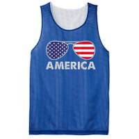 America Independence Day Funny Glasses Flag Mesh Reversible Basketball Jersey Tank