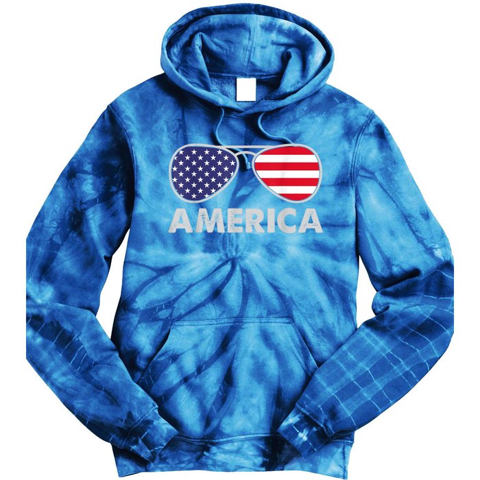 America Independence Day Funny Glasses Flag Tie Dye Hoodie