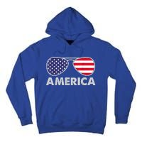 America Independence Day Funny Glasses Flag Tall Hoodie