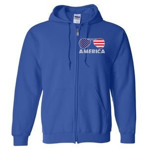 America Independence Day Funny Glasses Flag Full Zip Hoodie