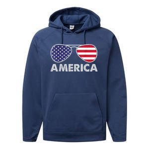 America Independence Day Funny Glasses Flag Performance Fleece Hoodie