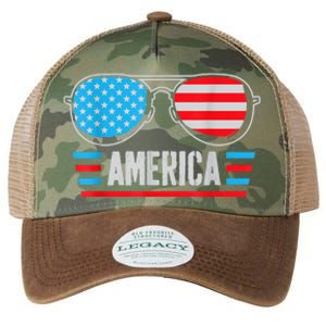 America Independence Day Funny Glasses Flag Legacy Tie Dye Trucker Hat