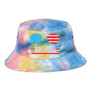 America Independence Day Funny Glasses Flag Tie Dye Newport Bucket Hat