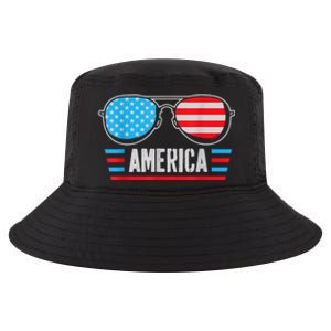 America Independence Day Funny Glasses Flag Cool Comfort Performance Bucket Hat