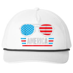 America Independence Day Funny Glasses Flag Snapback Five-Panel Rope Hat