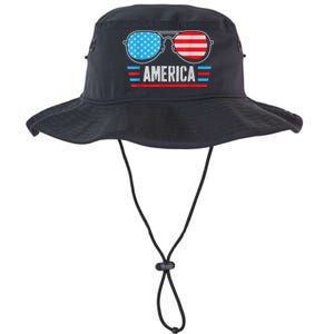 America Independence Day Funny Glasses Flag Legacy Cool Fit Booney Bucket Hat