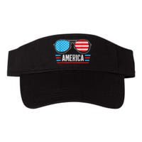 America Independence Day Funny Glasses Flag Valucap Bio-Washed Visor