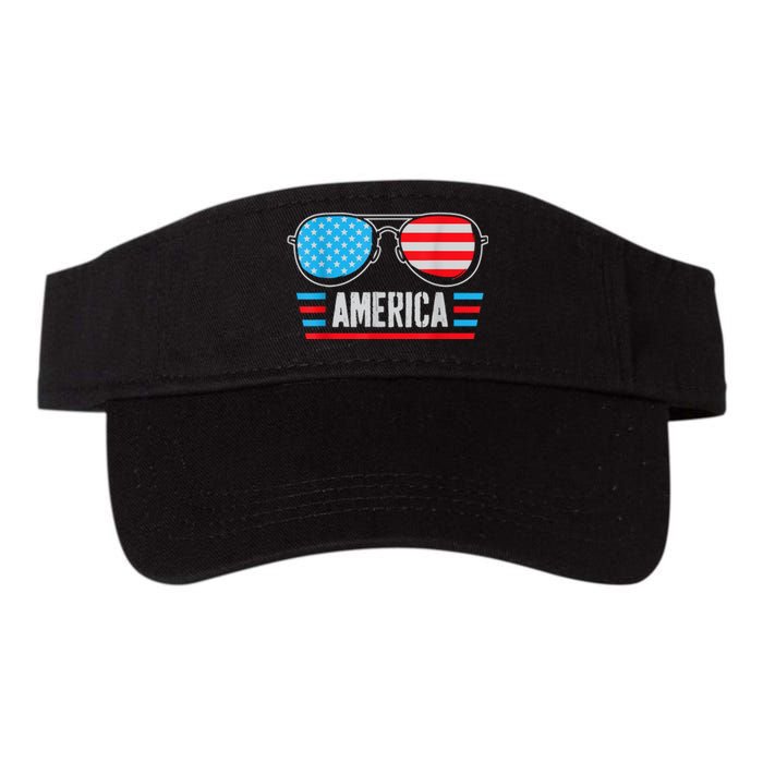 America Independence Day Funny Glasses Flag Valucap Bio-Washed Visor