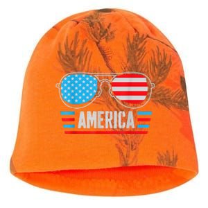 America Independence Day Funny Glasses Flag Kati - Camo Knit Beanie