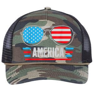 America Independence Day Funny Glasses Flag Retro Rope Trucker Hat Cap