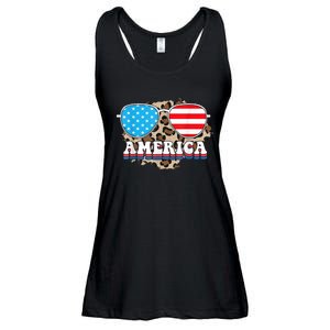 America Independence Day Funny Glasses Flag Ladies Essential Flowy Tank