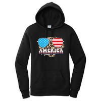 America Independence Day Funny Glasses Flag Women's Pullover Hoodie