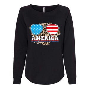 America Independence Day Funny Glasses Flag Womens California Wash Sweatshirt